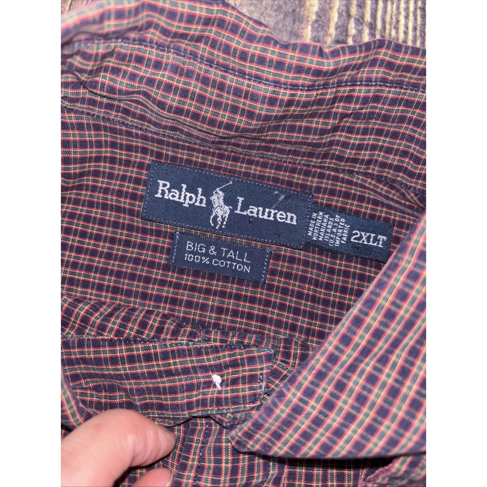 Polo Ralph Lauren Shirt Adult 2XLT Tall Red Plaid Button Up Long Sleeve Men 2XL - Picture 2 of 6